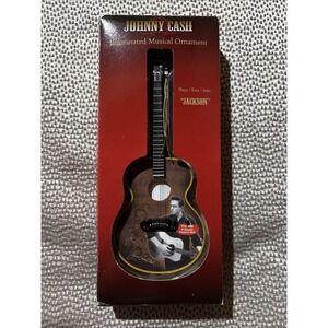 Johnny Cash Illuminated Guitar Musical Ornament Plays Jackson Tested Works